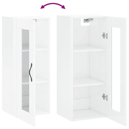 Mobile a Parete Bianco Lucido 34,5x34x90 cm - homemem39