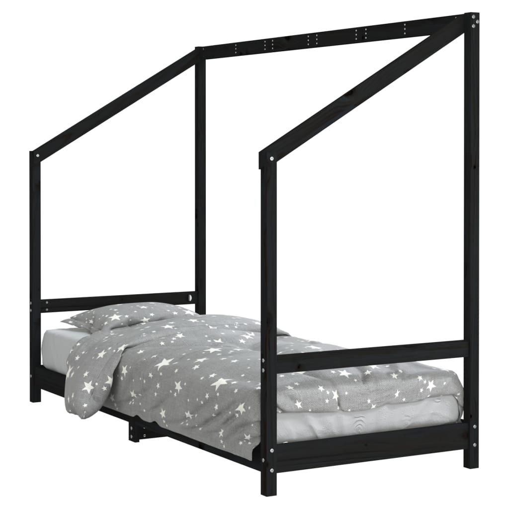 Giroletto per Bambini Nero 80x200 cm in Legno Massello di Pino - homemem39