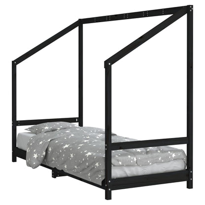 Giroletto per Bambini Nero 80x200 cm in Legno Massello di Pino - homemem39