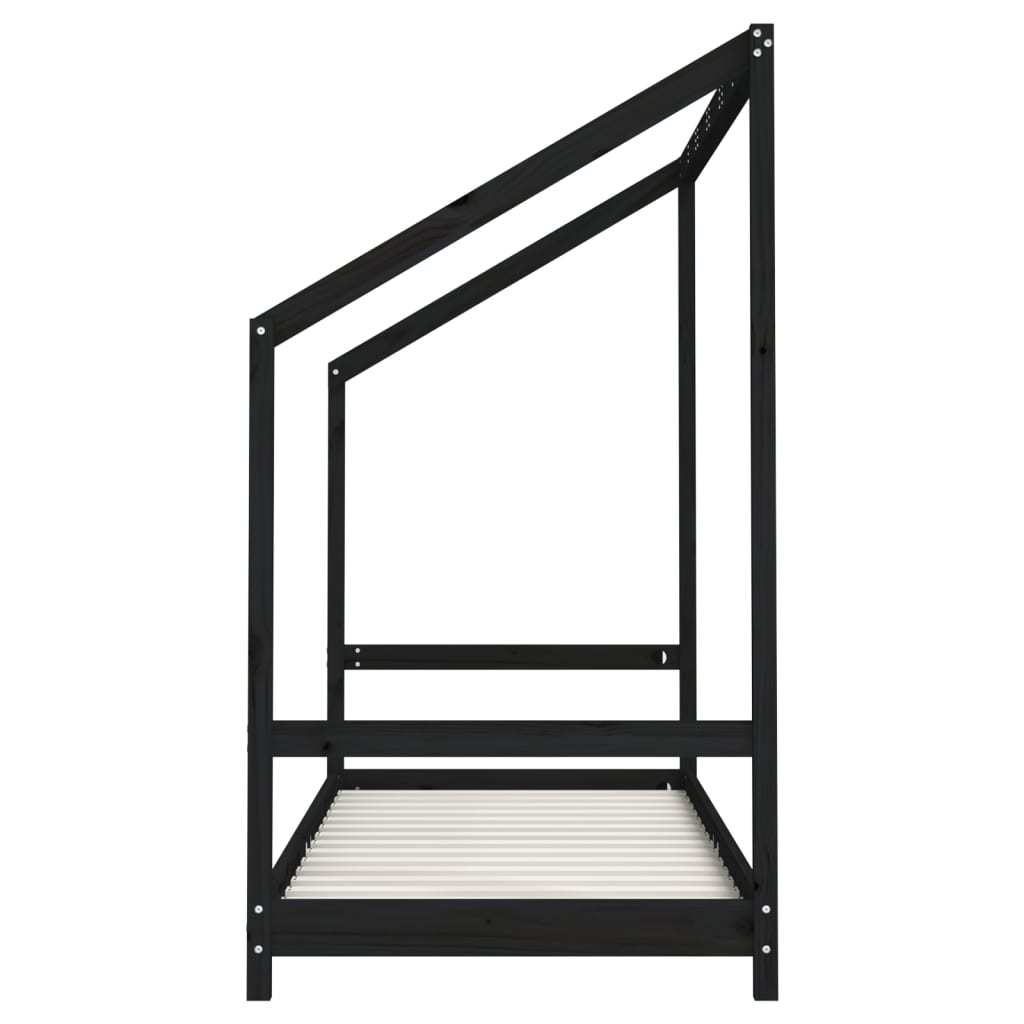 Giroletto per Bambini Nero 80x200 cm in Legno Massello di Pino - homemem39