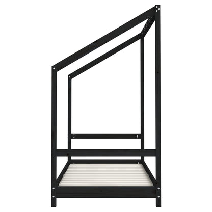 Giroletto per Bambini Nero 80x200 cm in Legno Massello di Pino - homemem39
