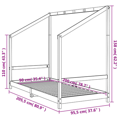 Giroletto per Bambini Bianco 90x200cm in Legno Massello di Pino - homemem39