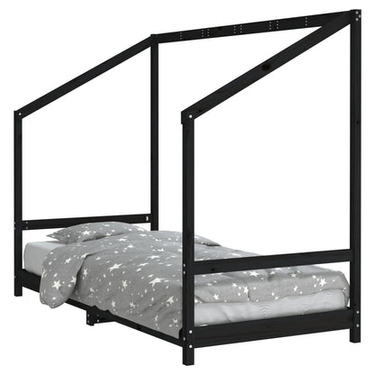 Giroletto per Bambini Nero 90x200 cm in Legno Massello di Pino - homemem39
