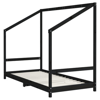 Giroletto per Bambini Nero 90x200 cm in Legno Massello di Pino - homemem39