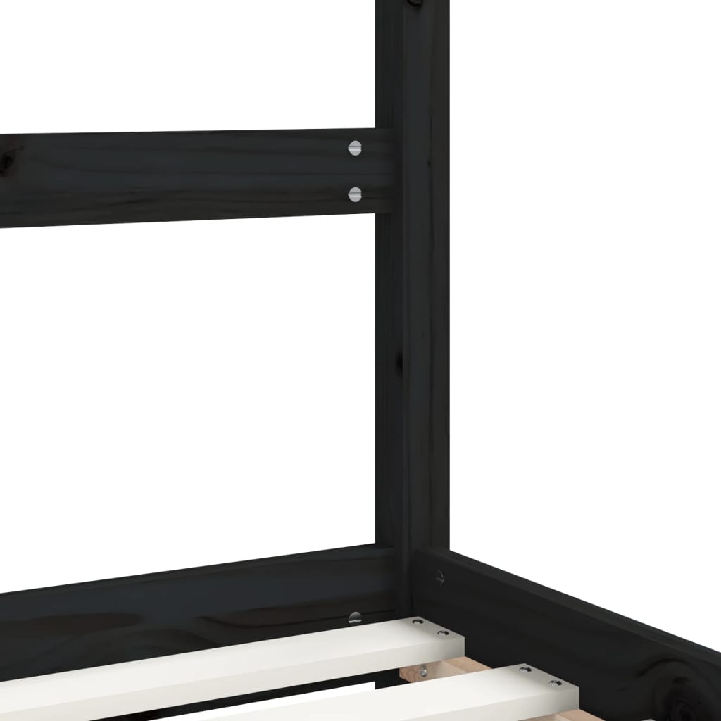 Giroletto per Bambini Nero 90x200 cm in Legno Massello di Pino - homemem39