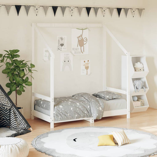 Giroletto per Bambini Bianco 70x140cm in Legno Massello di Pino - homemem39