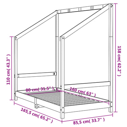Giroletto per Bambini Bianco 80x160cm in Legno Massello di Pino - homemem39