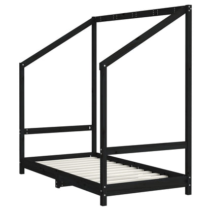 Giroletto per Bambini Nero 80x160 cm in Legno Massello di Pino - homemem39