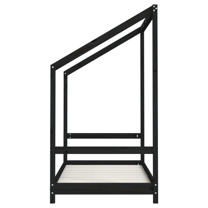 Giroletto per Bambini Nero 80x160 cm in Legno Massello di Pino - homemem39