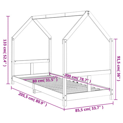 Giroletto per Bambini 80x200 cm in Legno Massello di Pino - homemem39