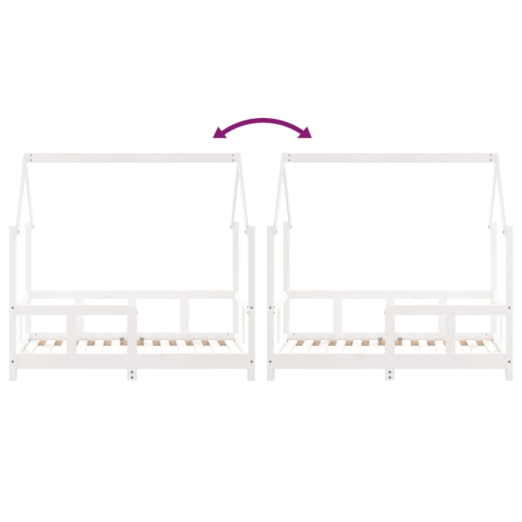 Giroletto per Bambini Bianco 70x140cm in Legno Massello di Pino