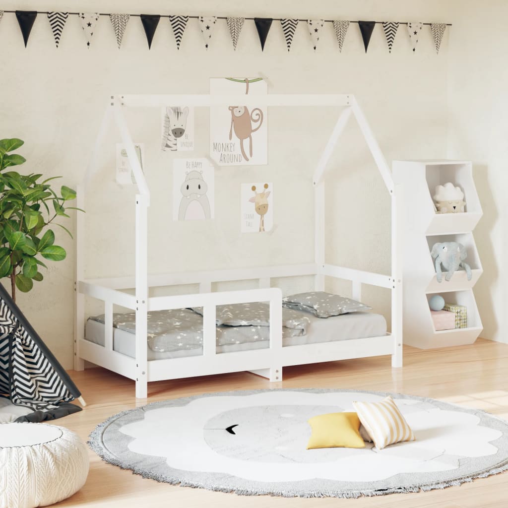 Giroletto per Bambini Bianco 70x140cm in Legno Massello di Pino - homemem39