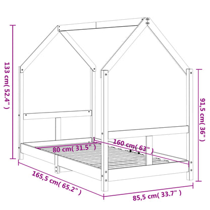 Giroletto per Bambini Bianco 80x160cm in Legno Massello di Pino - homemem39