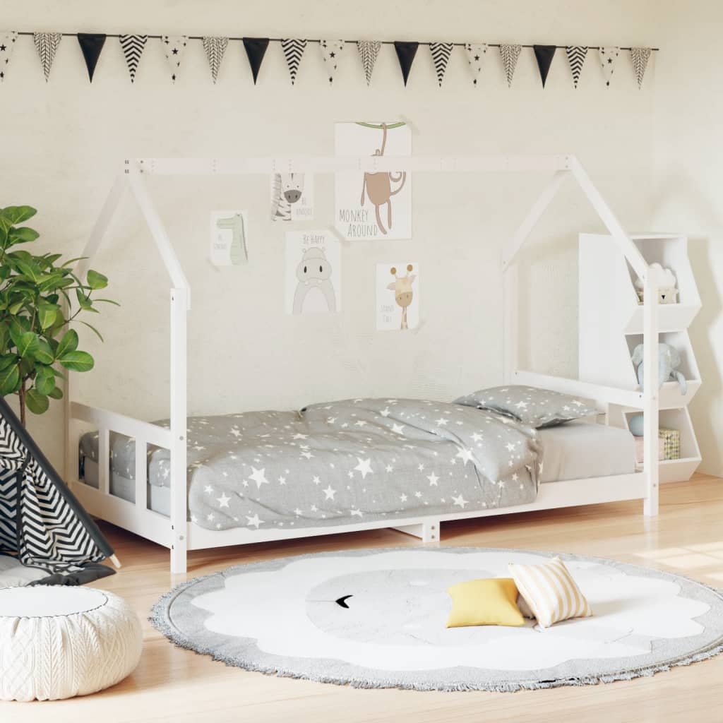 Giroletto per Bambini Bianco 90x190cm in Legno Massello di Pino - homemem39