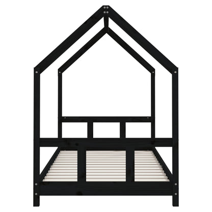 Giroletto per Bambini Nero 90x190 cm in Legno Massello di Pino - homemem39