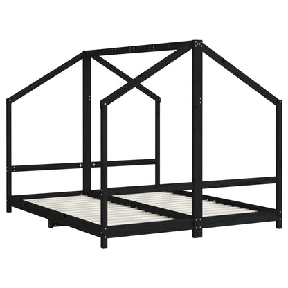 Giroletto per Bambini Nero 2x(80x200) cm Legno Massello di Pino - homemem39