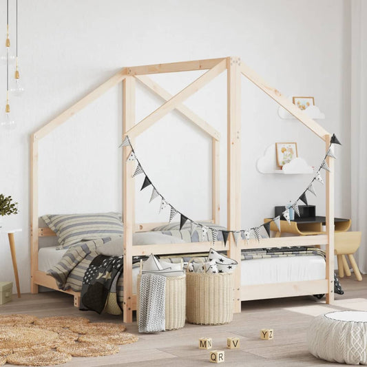 Giroletto per Bambini 2x(70x140) cm in Legno Massello di Pino - homemem39