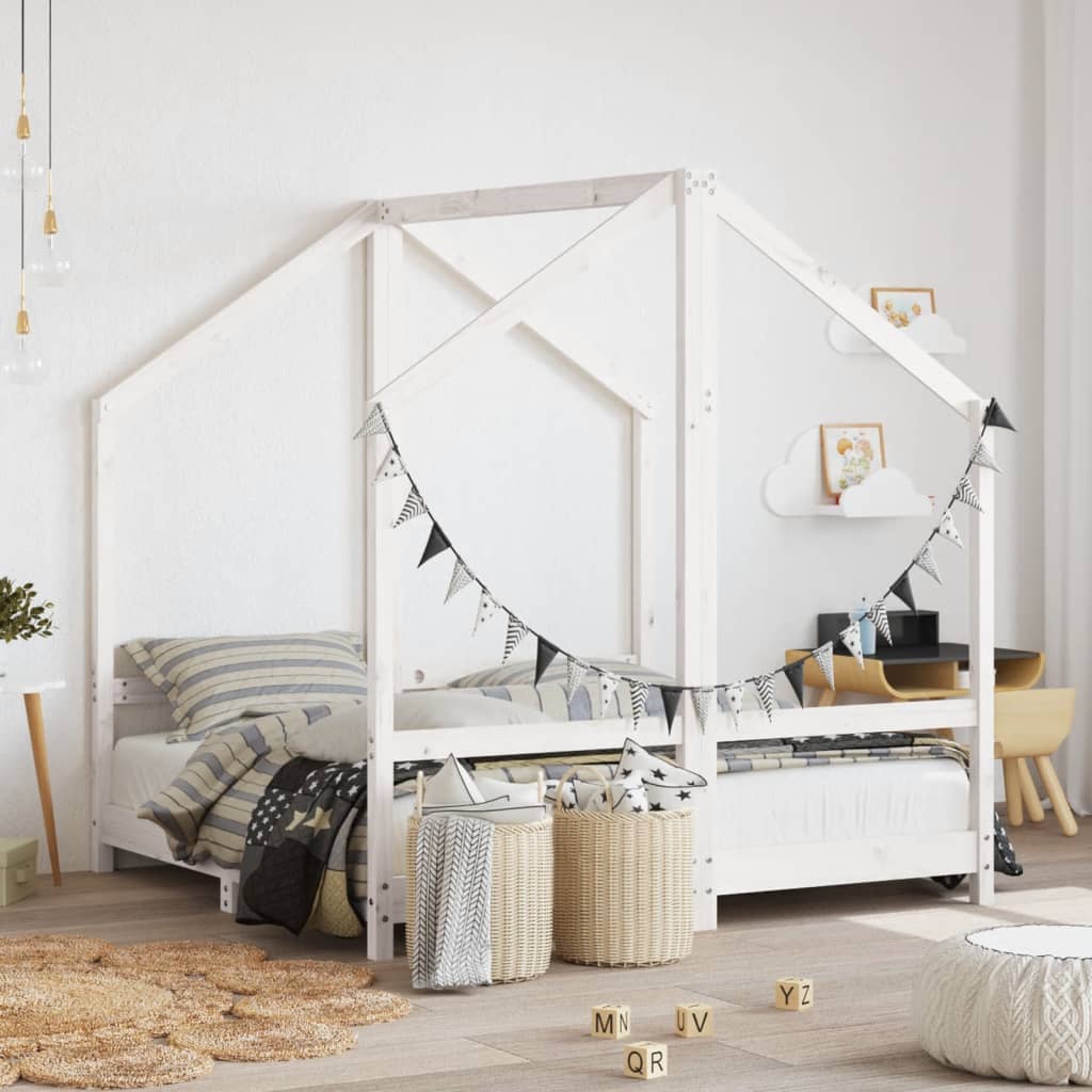 Giroletto per Bambini Bianco 2x(70x140)cm Legno Massello Pino - homemem39