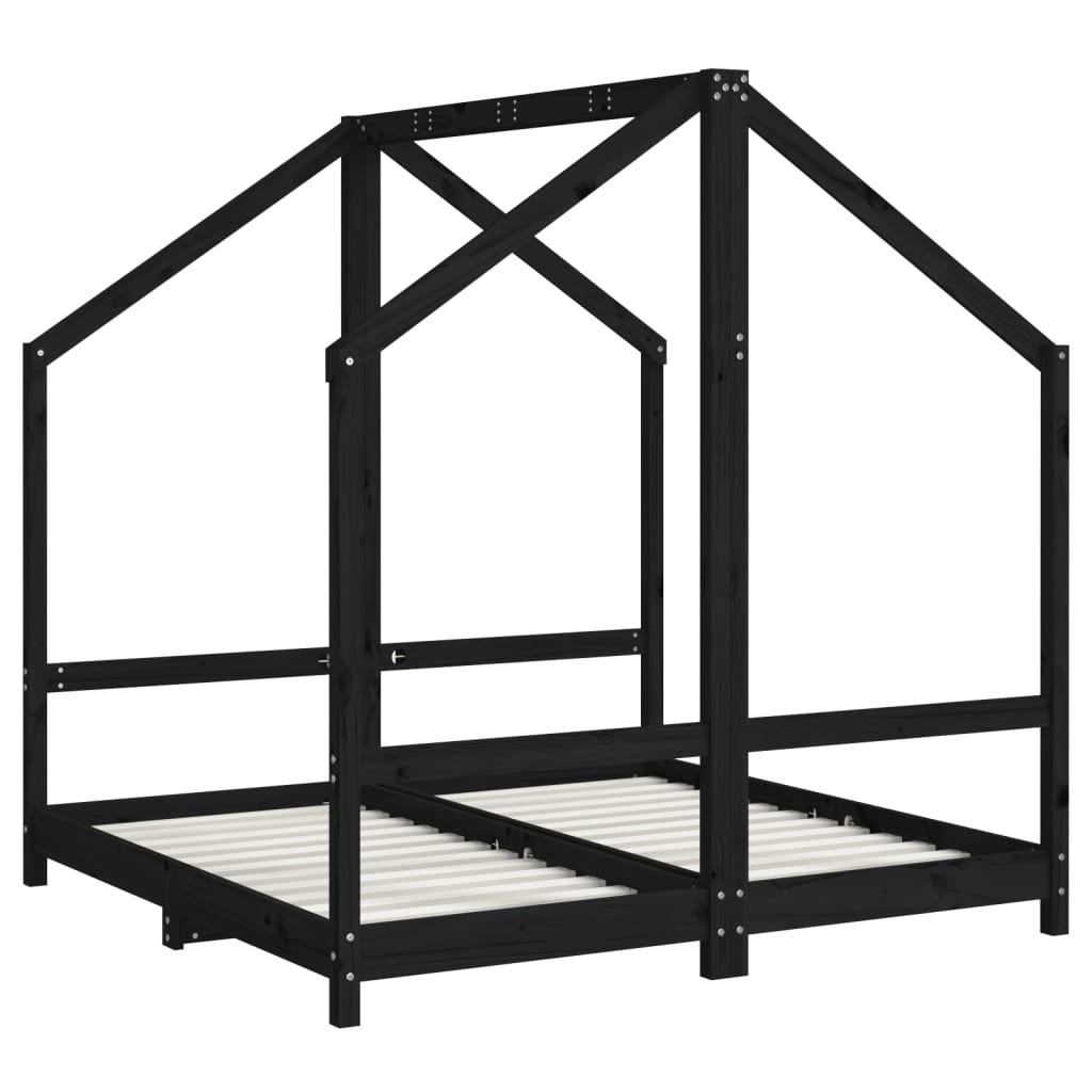 Giroletto per Bambini Nero 2x(70x140) cm Legno Massello di Pino - homemem39