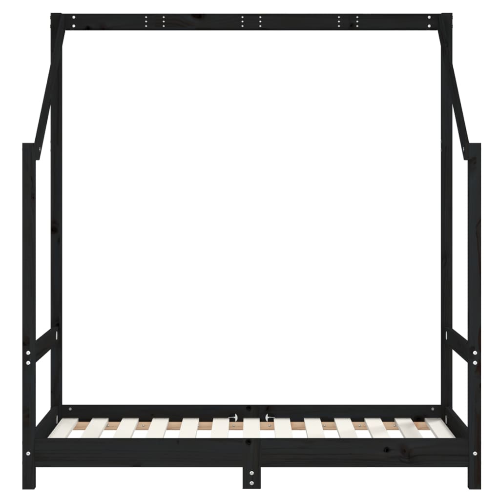 Giroletto per Bambini Nero 2x(70x140) cm Legno Massello di Pino - homemem39