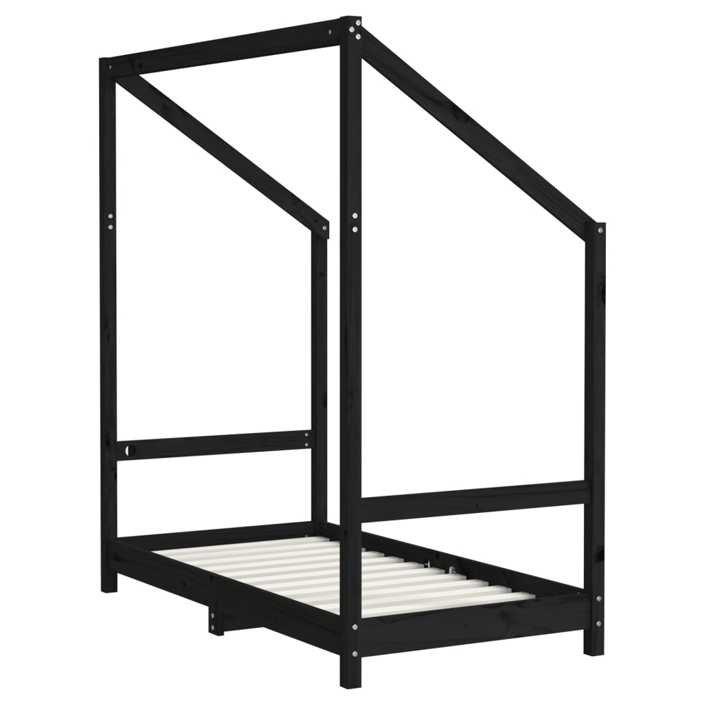 Giroletto per Bambini Nero 2x(70x140) cm Legno Massello di Pino - homemem39
