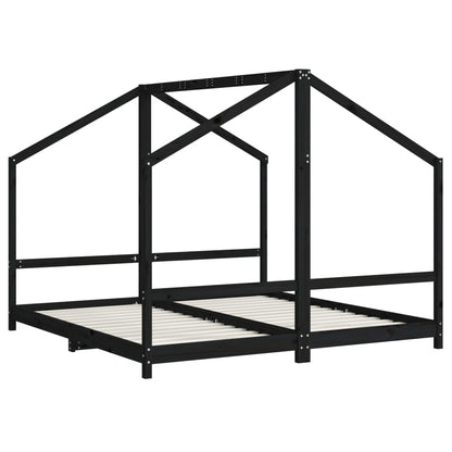 Giroletto per Bambini Nero 2x(90x190) cm Legno Massello di Pino - homemem39