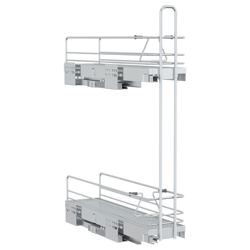 Cestello in Filo Estraibile a 2 Livelli Argento 47x12x56 cm