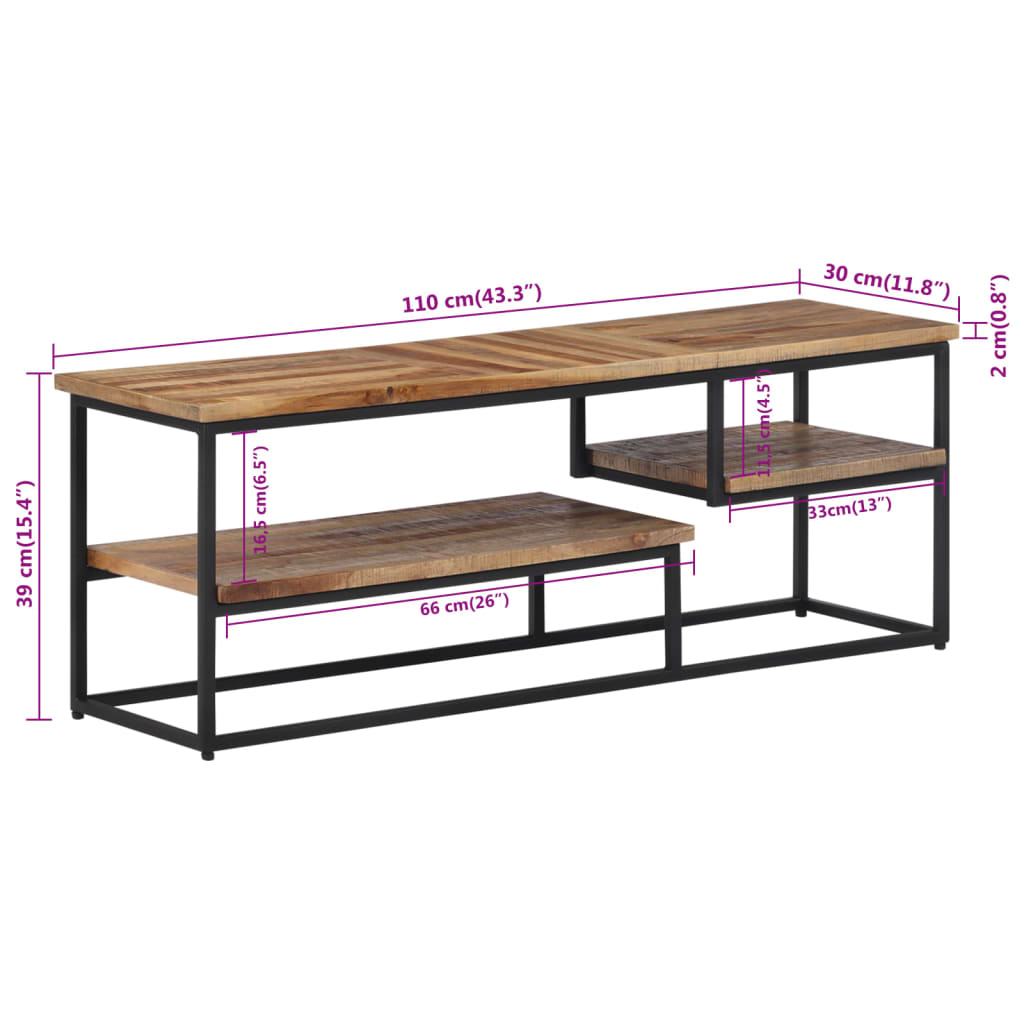Mobile Porta TV 110x30x39 cm in Teak Massello di Recupero - homemem39