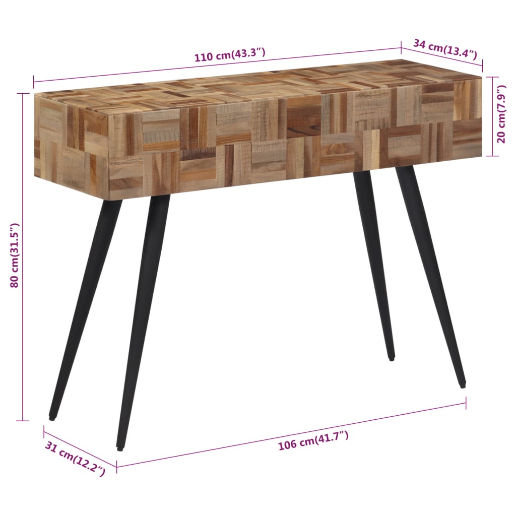 Tavolino Consolle 110x34x80 cm Teak Massello di Recupero | homemem39