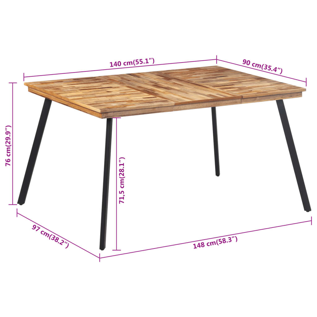 Tavolo da Pranzo 148x97x76 cm in Legno Massello di Teak - homemem39
