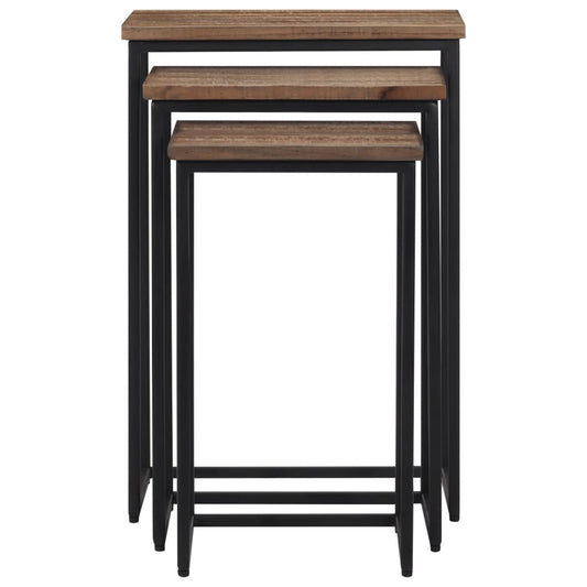 Tavolini a Incastro 3 pz in Legno Massello di Teak