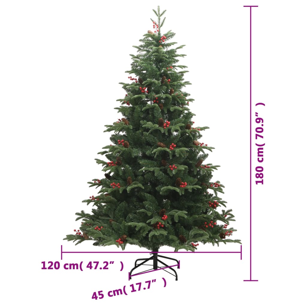 Albero Natale Artificiale Incernierato con Pigne e Bacche 180cm