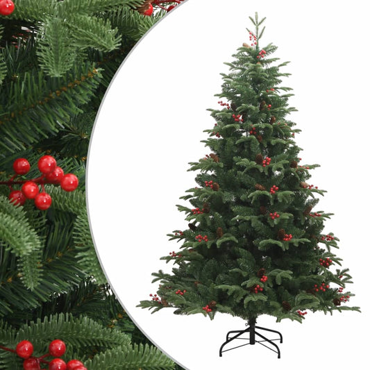 Albero Natale Artificiale Incernierato con Pigne e Bacche 240cm