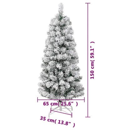 Albero Natale Artificiale Incernierato con Neve Fioccata 150 cm