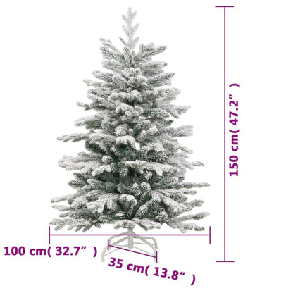 Albero Natale Artificiale Incernierato con Neve Fioccata 150 cm