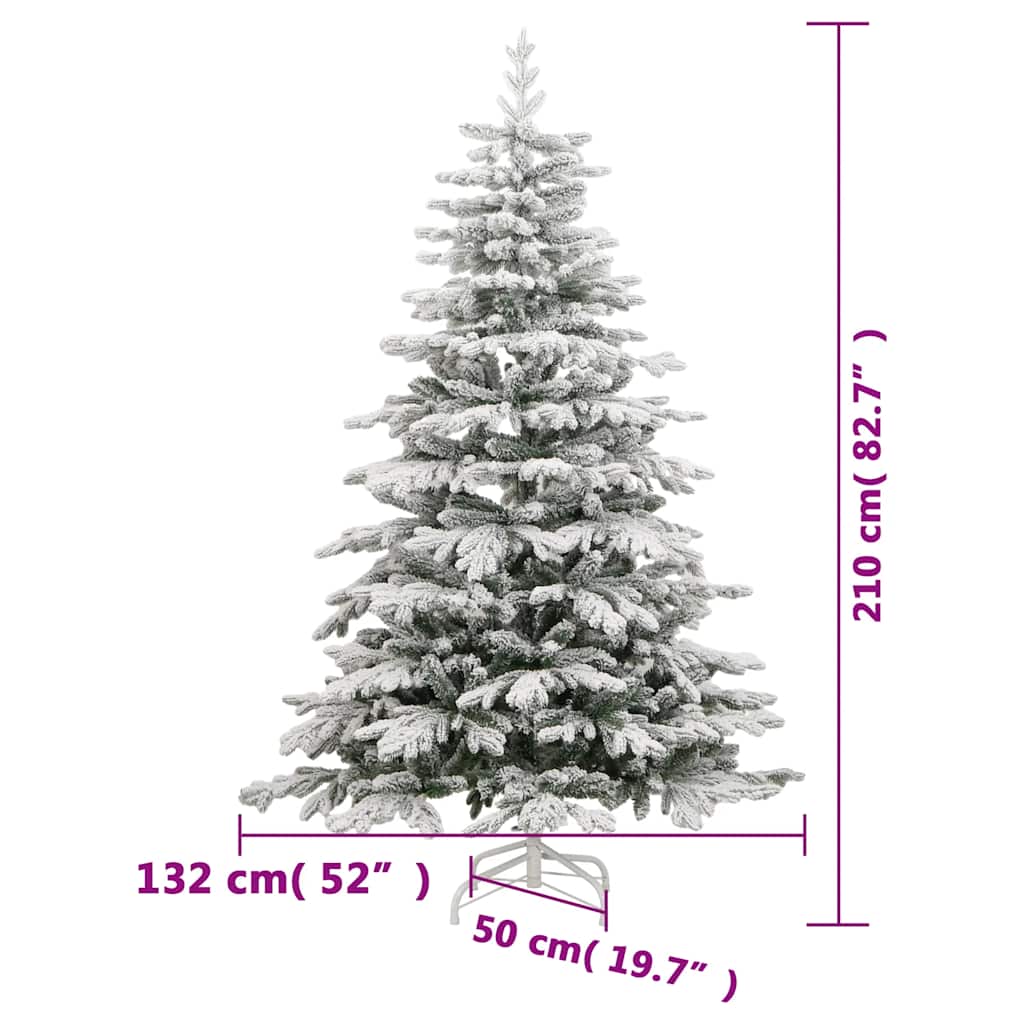 Albero Natale Artificiale Incernierato con Neve Fioccata 210 cm