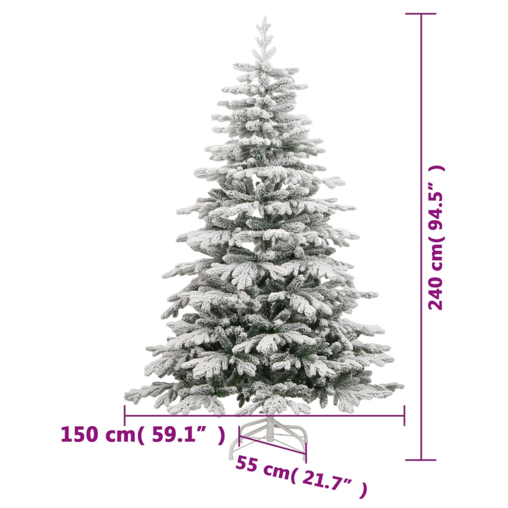Albero Natale Artificiale Incernierato con Neve Fioccata 240 cm