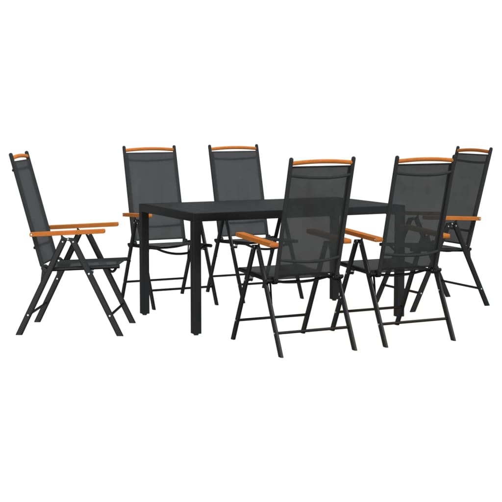 Set da Pranzo da Giardino 7 pz Nero in Alluminio | homemem39