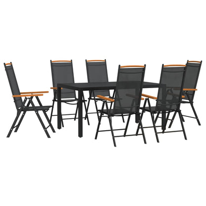 Set da Pranzo da Giardino 7 pz Nero in Alluminio | homemem39