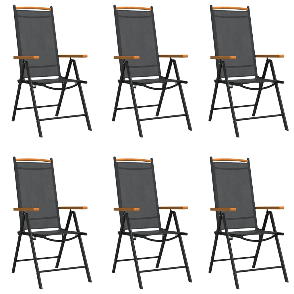 Set da Pranzo da Giardino 7 pz Nero in Alluminio | homemem39