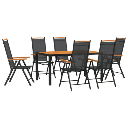 Set da Pranzo da Giardino 7 pz Nero e Marrone in Alluminio | homemem39