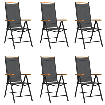 Set da Pranzo da Giardino 7 pz Nero e Marrone in Alluminio | homemem39