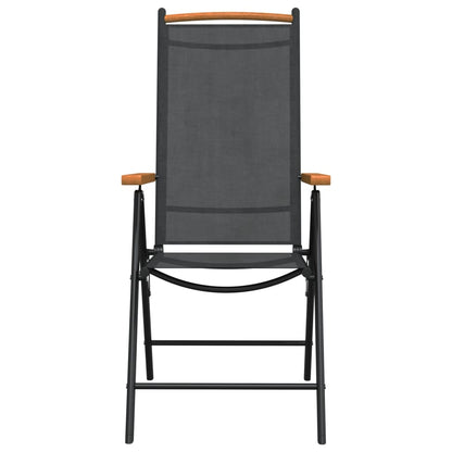 Set da Pranzo da Giardino 7 pz Nero e Marrone in Alluminio | homemem39