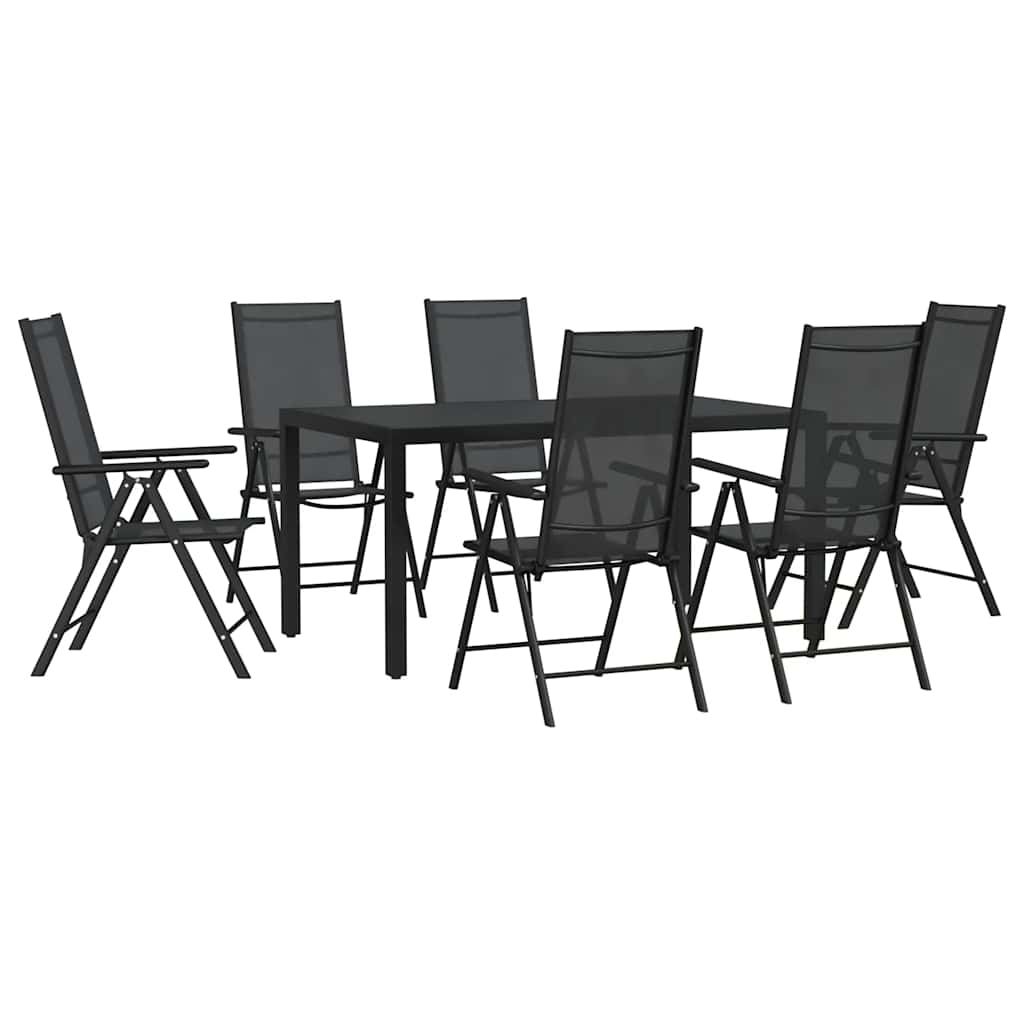 Set da Pranzo da Giardino 7 pz Nero in Alluminio | homemem39