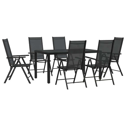 Set da Pranzo da Giardino 7 pz Nero in Alluminio | homemem39