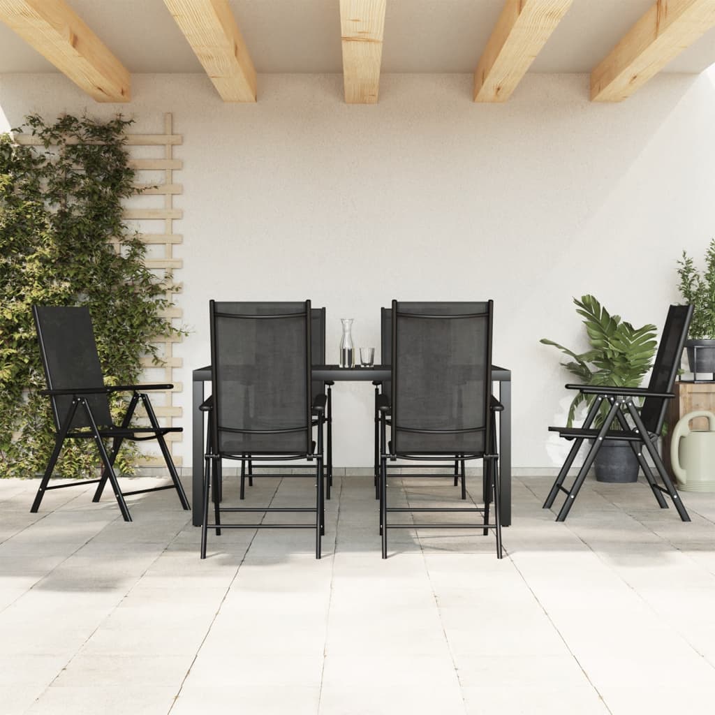 Set da Pranzo da Giardino 7 pz Nero in Alluminio | homemem39