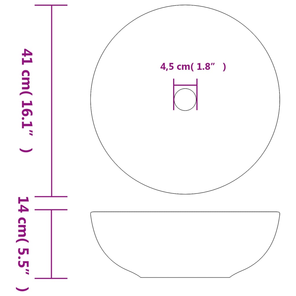 Lavabo da Appoggio Multicolore Rotondo Φ41x14 cm Ceramica - homemem39