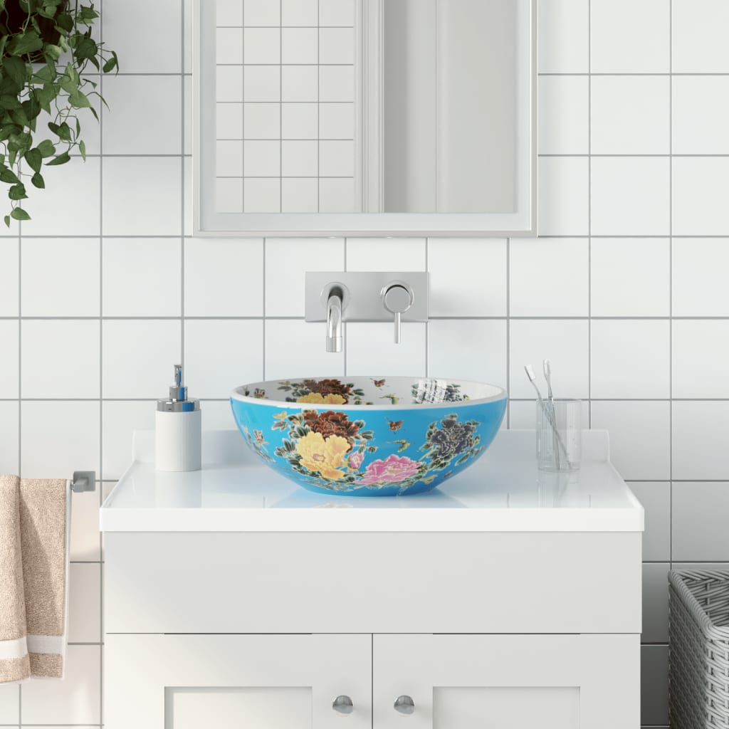 Lavabo da Appoggio Multicolore Rotondo Φ41x14 cm Ceramica - homemem39