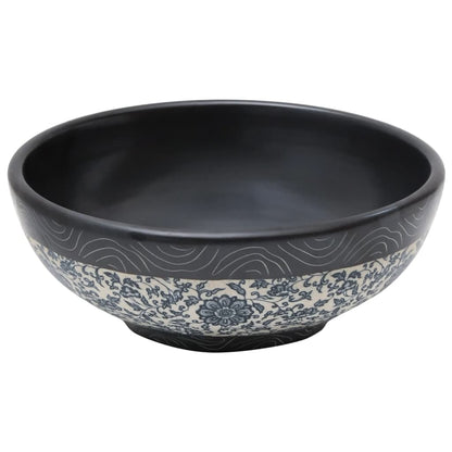 Lavabo da Appoggio Nero e Blu Rotondo Φ41x14 cm Ceramica - homemem39