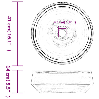 Lavabo da Appoggio Grigio Rotondo Φ41x14 cm Ceramica - homemem39